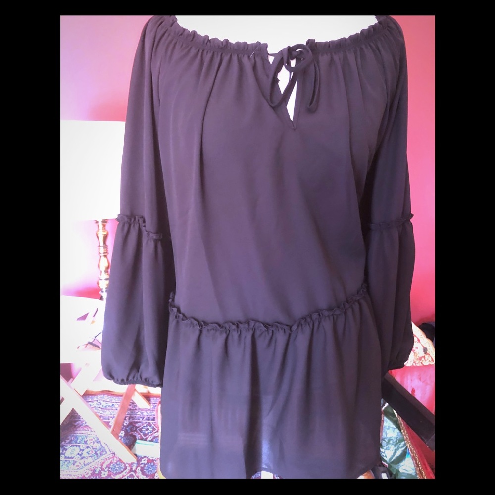 Lane Bryant Black Off Shoulder Peasant Top